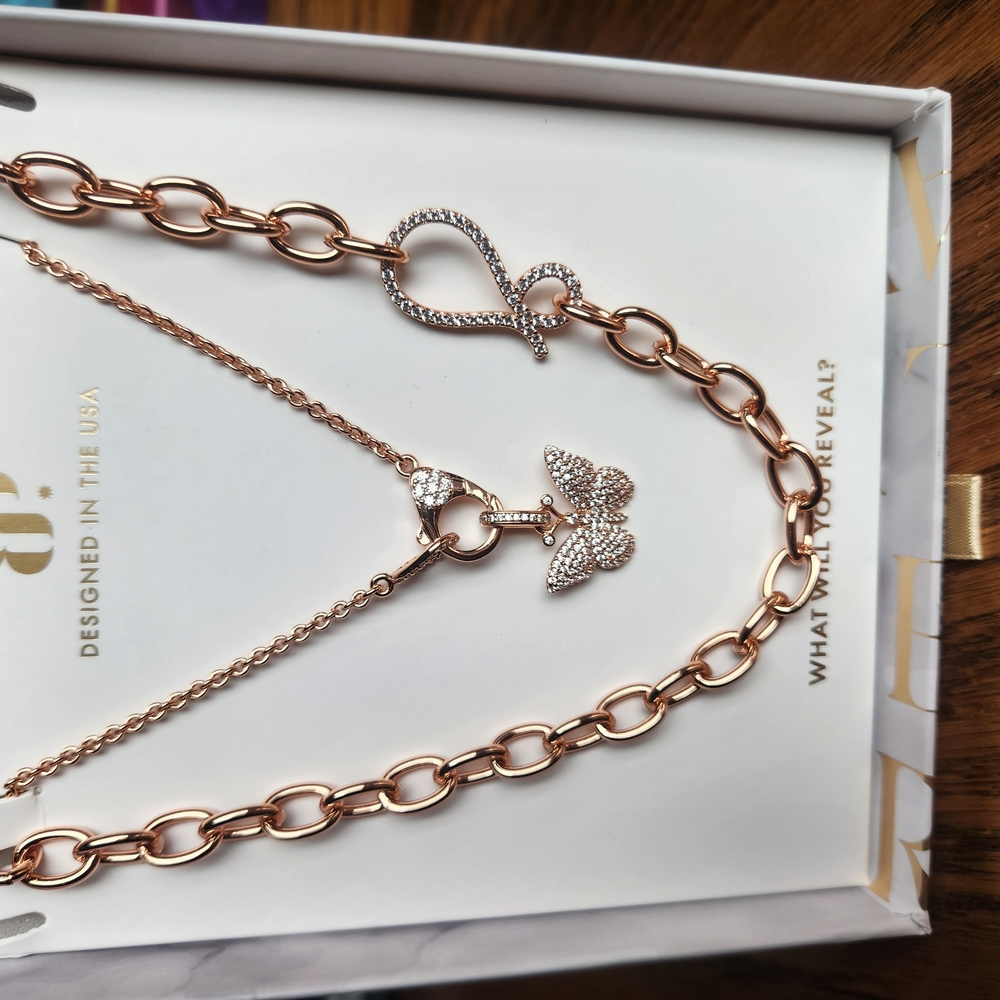 Gold and Silver Crystal Crescent Necklace